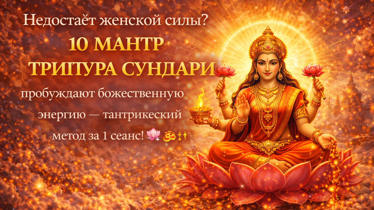 Недостаёт женской силы? 10 МАНТР ТРИПУРА СУНДАРИ пробуждают божественную энергию — тантрический метод за 1 сеанс! 🌸🕉️✨
