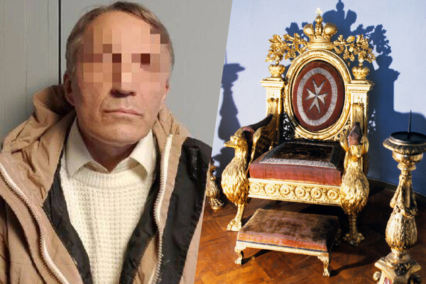 Посетитель Эрмитажа,который сел на Мальтийский трон Павла I (коллаж) / Росгвардия/РИА Новости   📷