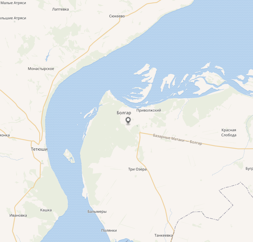 Город Болгар на карте