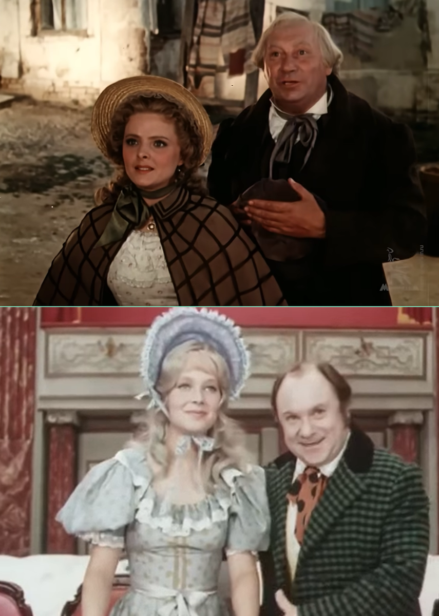 В экранизации 1956 года Льва Гурыча Синичкина и его дочь Лизу сыграли Василий Меркурьев и Лилия Юдина, а в версии 1974 - Николай Трофимов и Галина Федотова