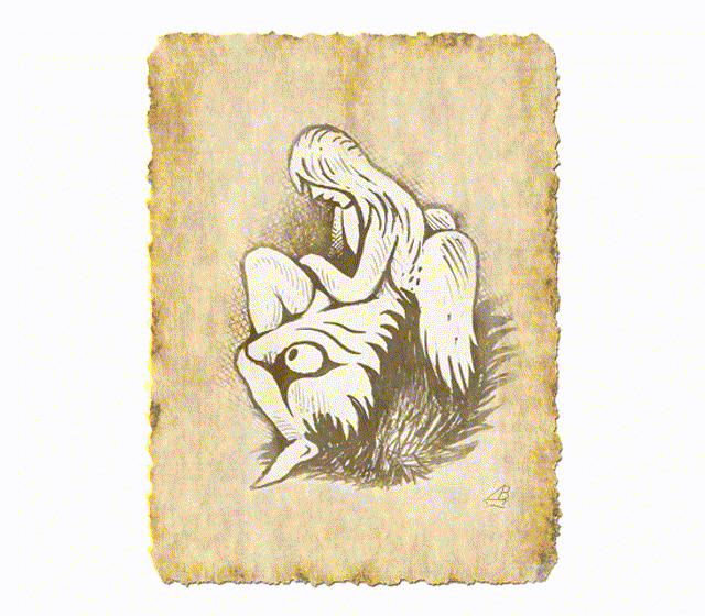 Рисунок-перевёртыш "Ангел и бес". Художник Валентин Дубинин.