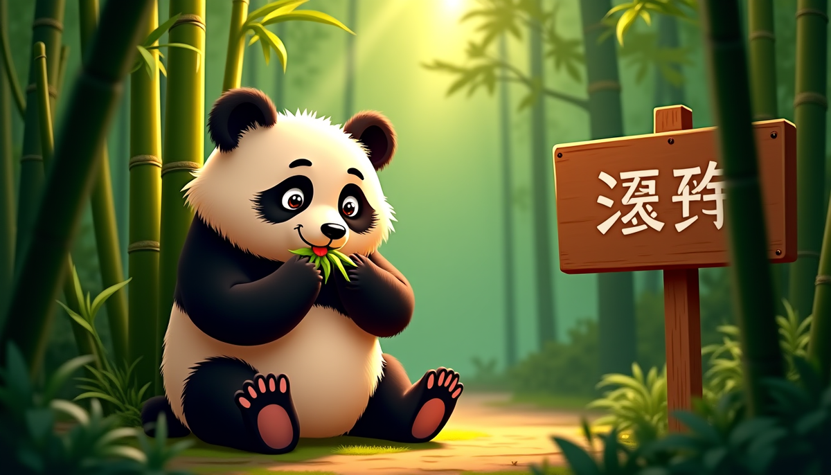 На картинке — один из самых известных символов Китая: панда.
По-китайски панда называется 熊猫 (xióng māo).