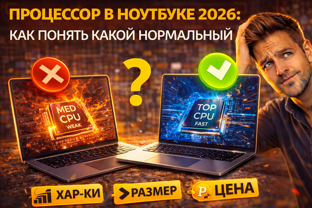 Процессор в ноутбуке 2026: с топ-моделями Intel Core Ultra, AMD Ryzen AI и Qualcomm Snapdragon X. Как выбрать нормальный по ядрам, частоте и тестам? Разбор для умной покупки!