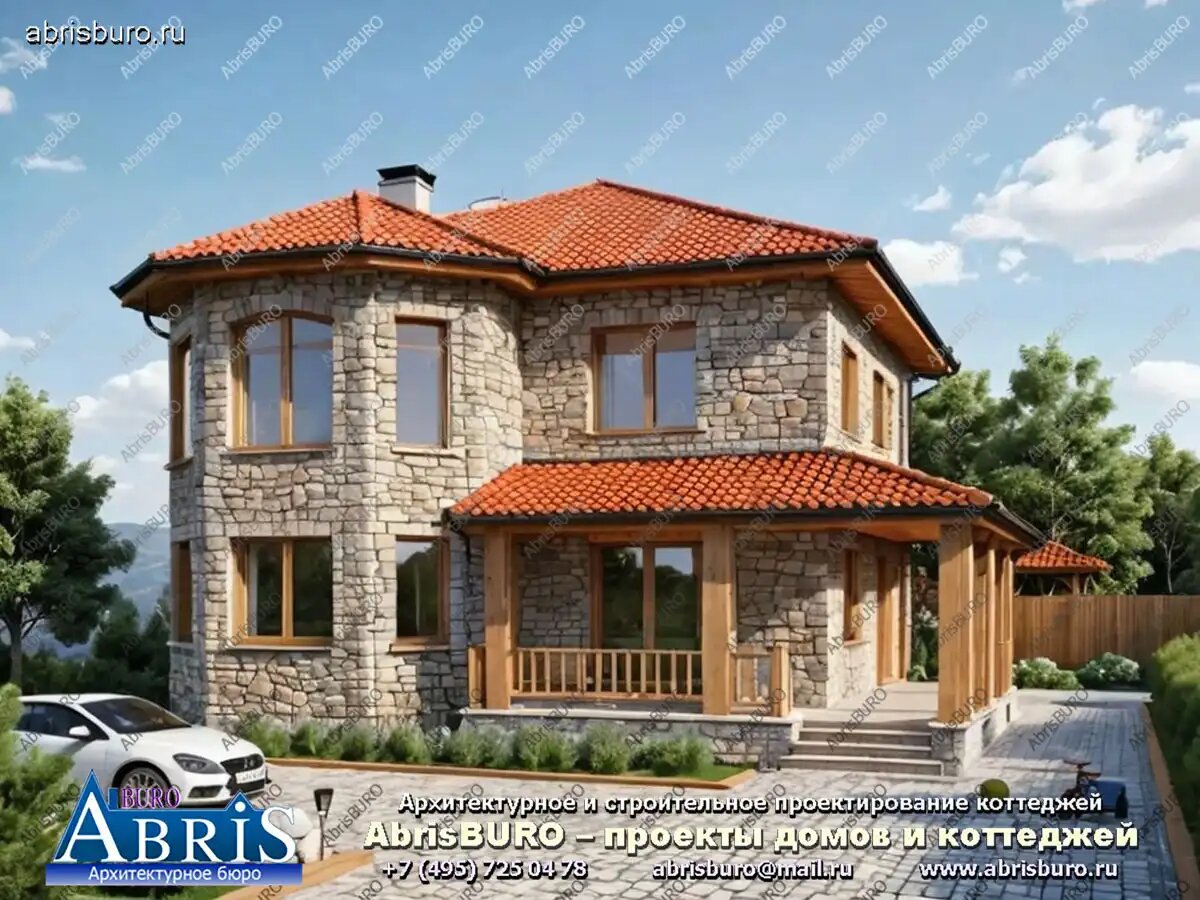 Визуализация главного фасада коттеджа