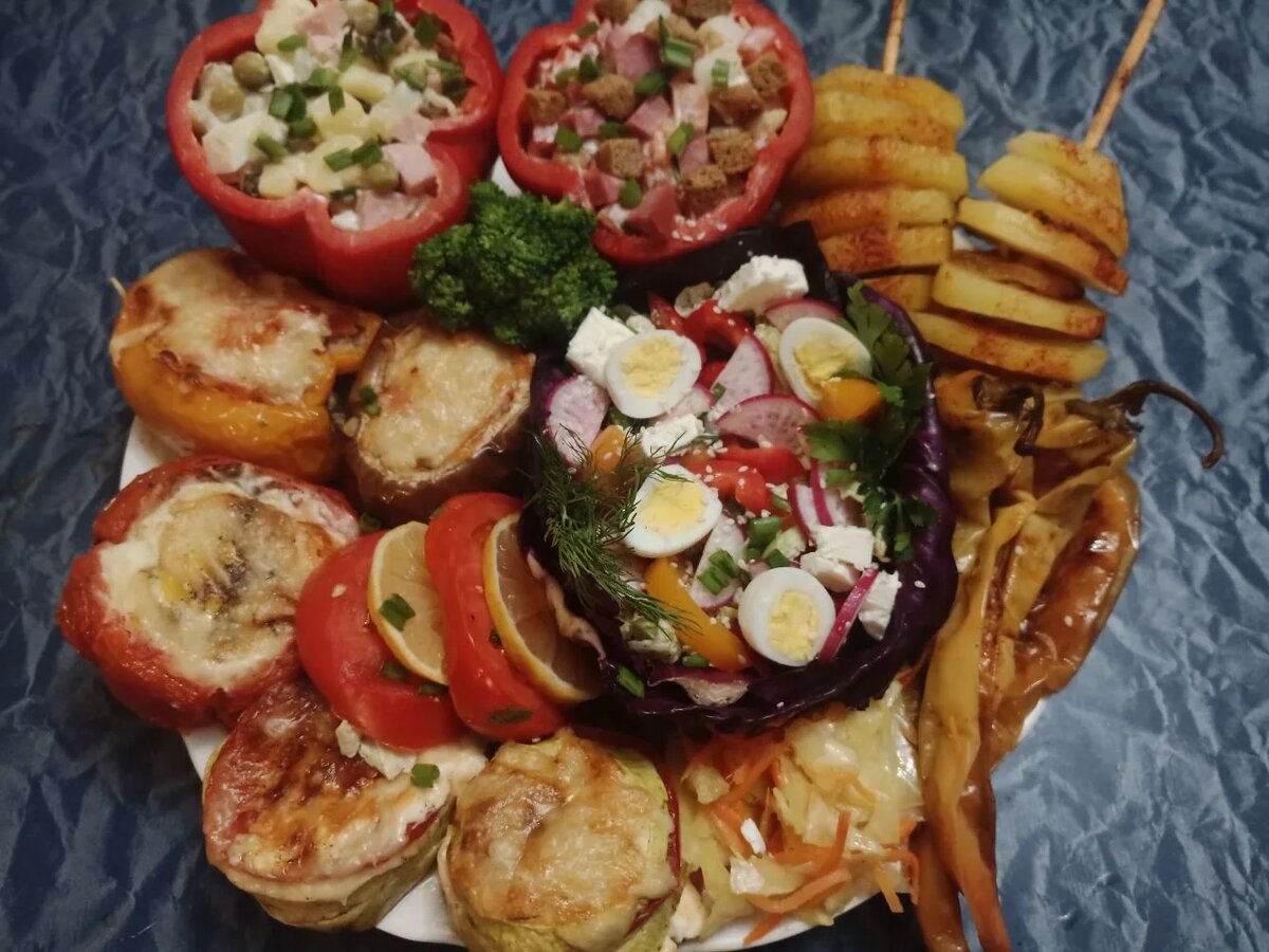 Образец раскладки секторами на блюдо.