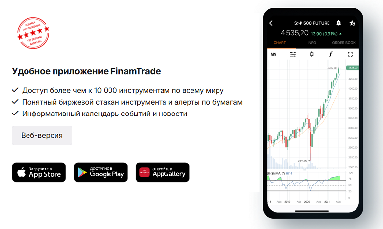 Мобильное приложение FinamTrade