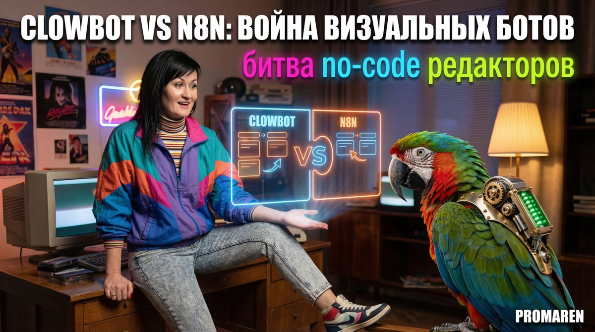    Сравнение сценариев Clowbot и N8N помогает выбрать удобный конструктор автоматизации без кода | Марина Погодина, PROMAREN Марина Погодина