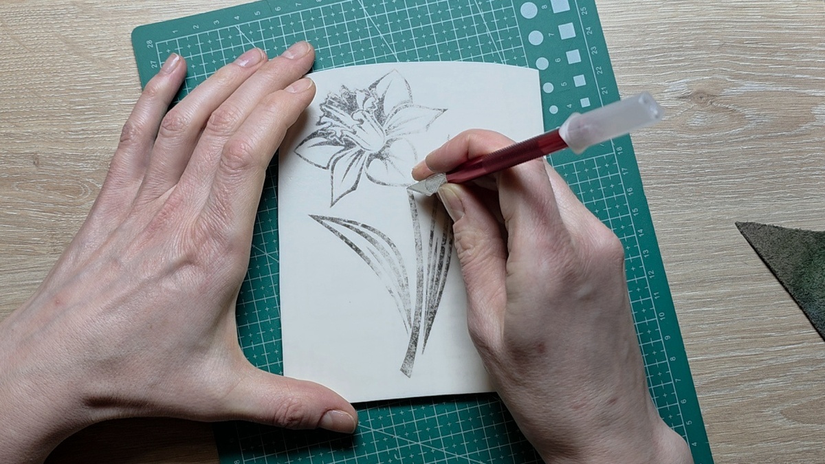 Делаю штамп для ткани "Нарцисс".