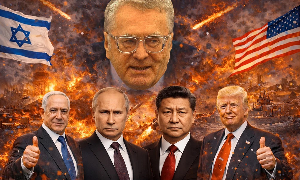   "Не Иран им нужен, а Россия и Китай", предсказывал Жириновский войну на Ближнем Востоке. Коллаж Блокнота