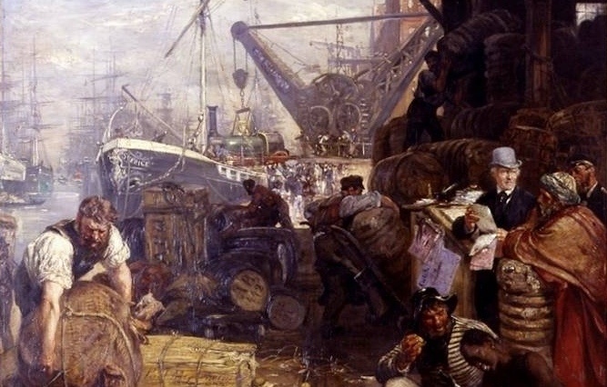     Пауль Фридрих Мейерхейм. Мировая торговля (фрагмент). 1874