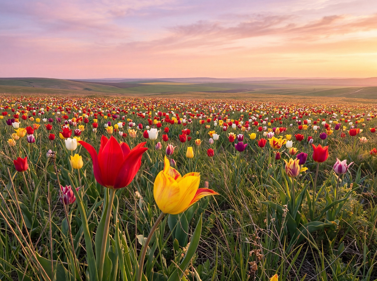 Тюльпан Шренка (Tulipa schrenkii) занесён в Красную книгу России. Вид находится под угрозой исчезновения.