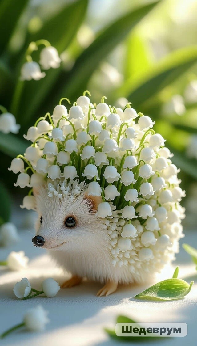 Создано ИИ. Милый ежонок! Люблю аромат ландышей.