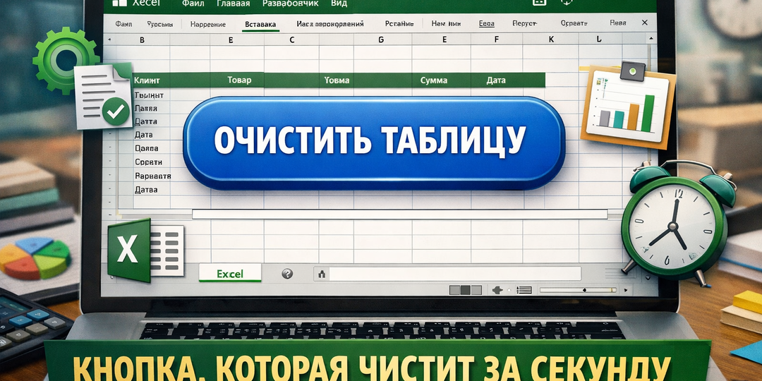 Сделайте одну кнопку — и Excel сам очистит таблицу за секунду + VBA