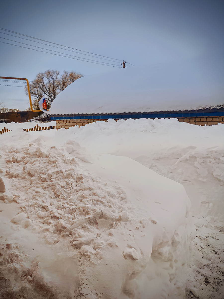 Синяя окантовка - высота гаража. Фото автора 