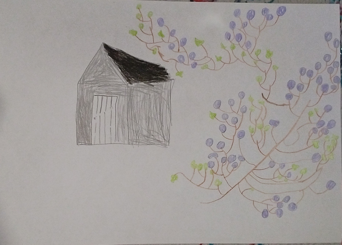 Нарисованный сыном домик в окружении терновника)))