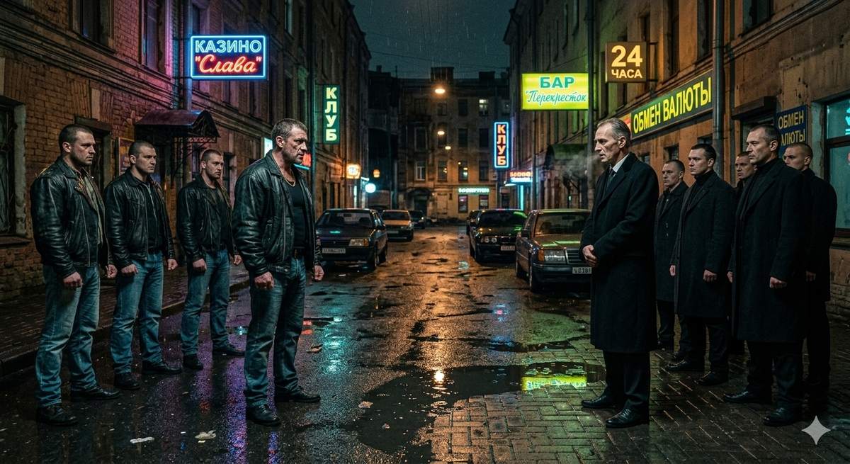 История криминальной России 90-х, воры в законе против рэкетиров, бандитские разборки, эволюция преступного мира, грузинские воры в России.