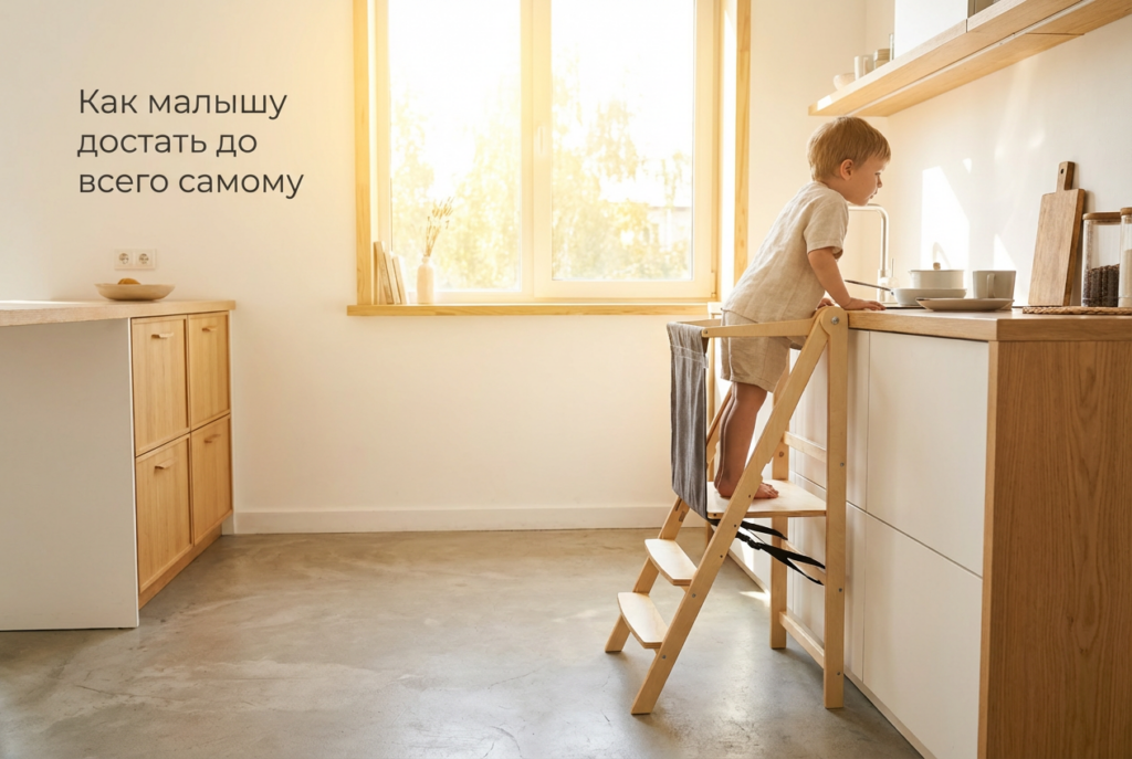    Подставка-ступенька помогает ребенку самостоятельно пользоваться раковиной ecomebel