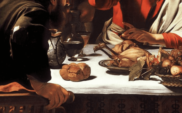 Караваджо. Ужин в Эммаусе. Деталь. 1602. Национальная лондонская галерея. 