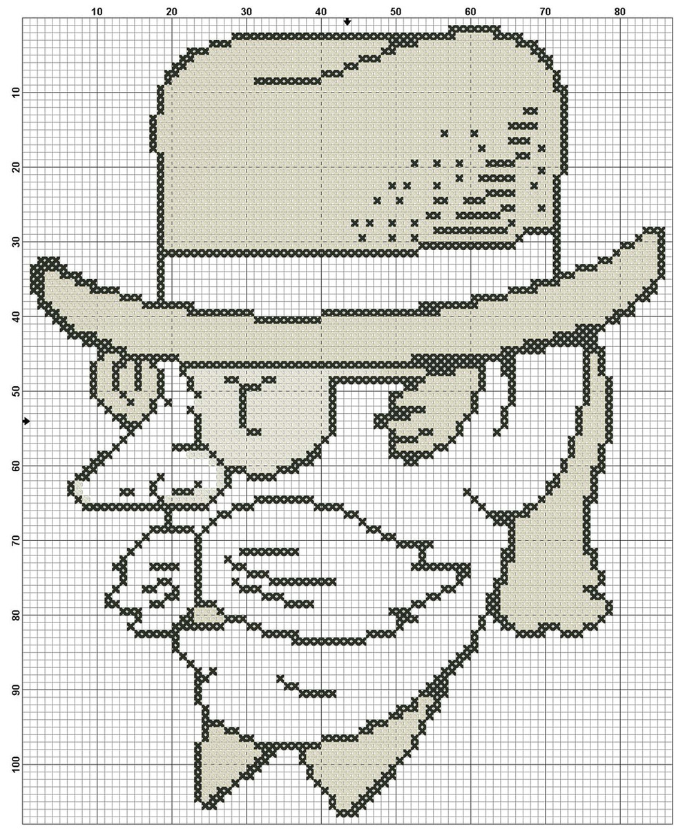 Размер 85 на 106 стежков, цветов 3