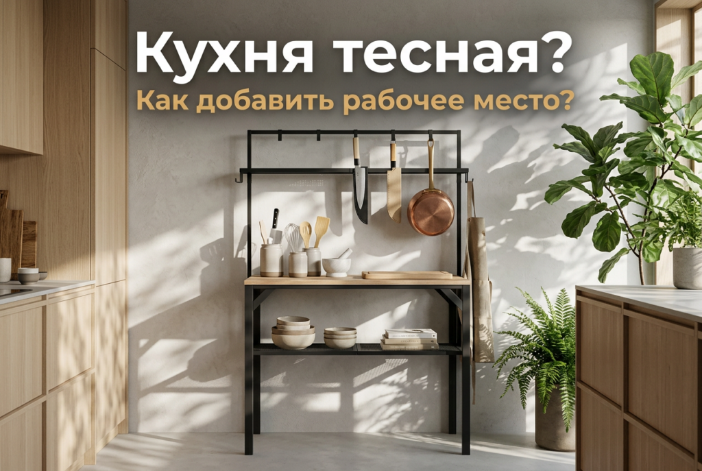    Использование выдвижных столиков, накладок на мойку и мобильных островов помогает расширить полезное пространство GROSTAT