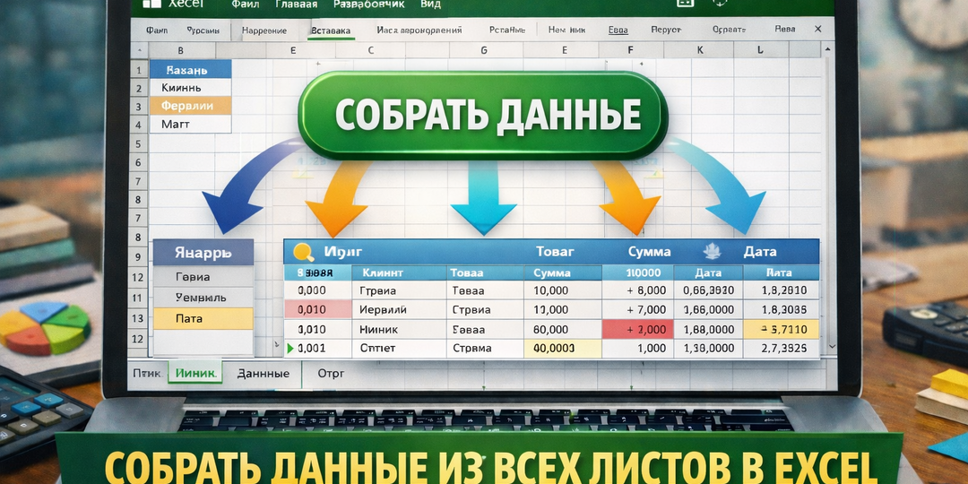 Кнопка, которая собирает данные из всех листов Excel в одну таблицу + VBA