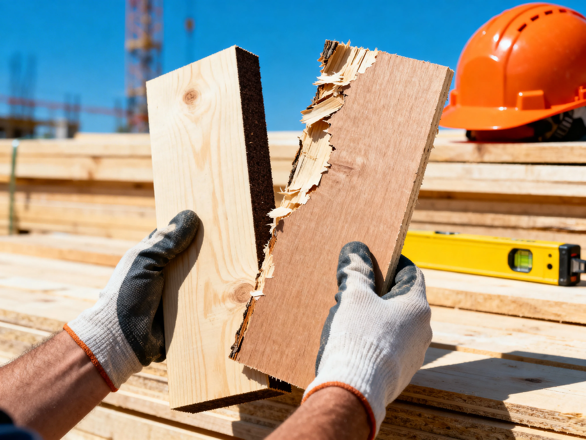 — Этот слева — красавчик, ровный, шлифованный. А этот справа... ну вы поняли. Догадались, какой я в прошлый раз для веранды выбрал? 😄 Спойлер: пришлось перестилать. Читайте в статье, на какие грабли не наступать.