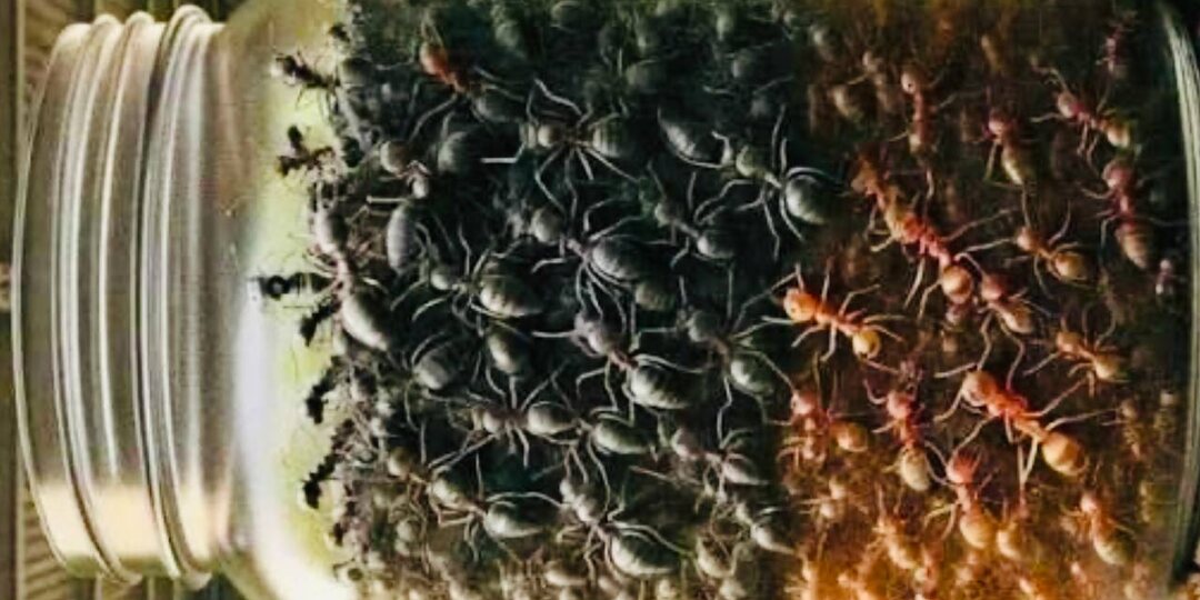 Если положить 100 черных муравьев и 100 красных муравьев в банку, то ничего не произойдет