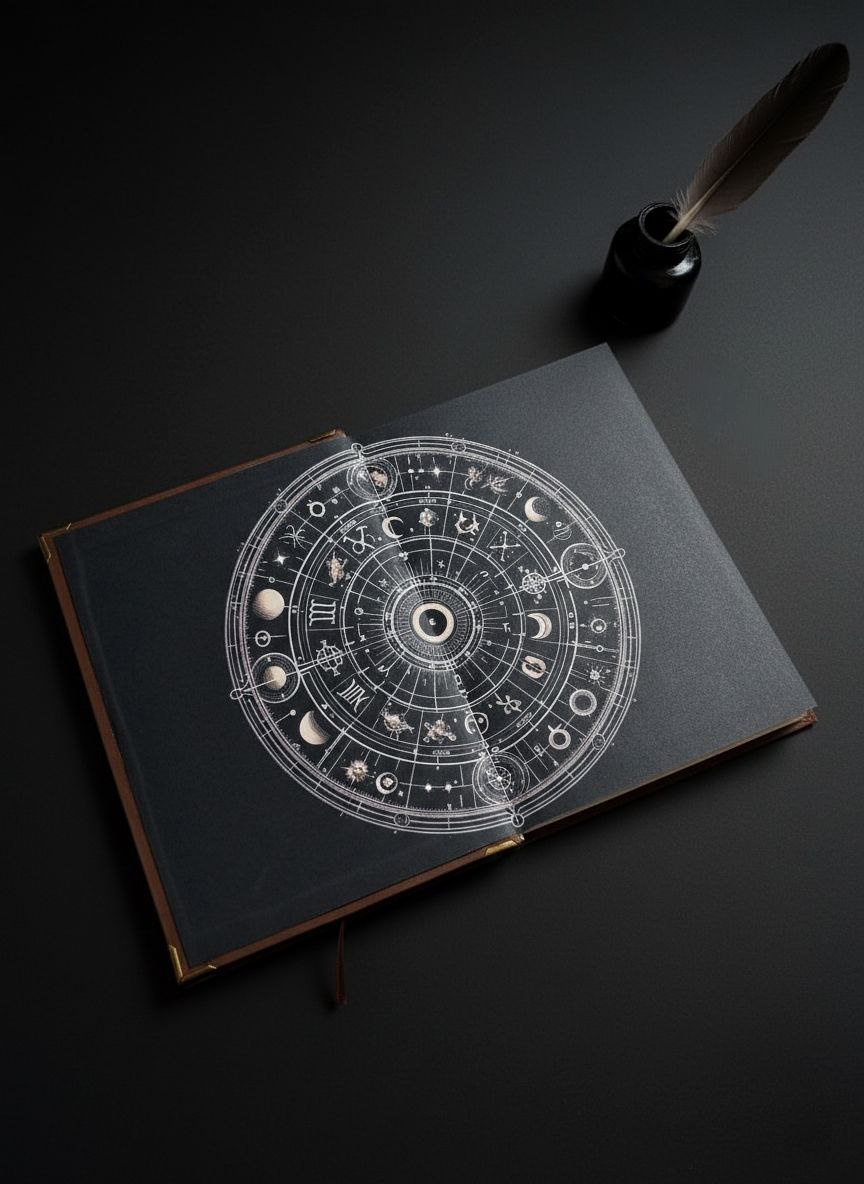 Форзац. Блокнот из эко кожи А5 ручной работы подарочный "Астрология"
