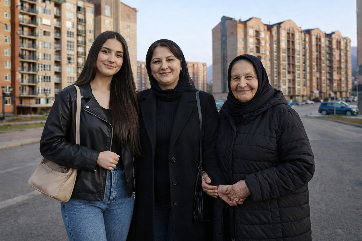 У многих народов Кавказа платок исторически считался частью женского уважительного внешнего вида, особенно для замужней женщины или пожилой. Это признак скромности, достоинства и возраста, а не обязательно религиозная норма.