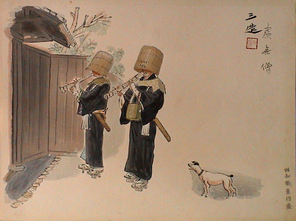 Японские монахи играют на флейтах. Источник: Яндекс картинки