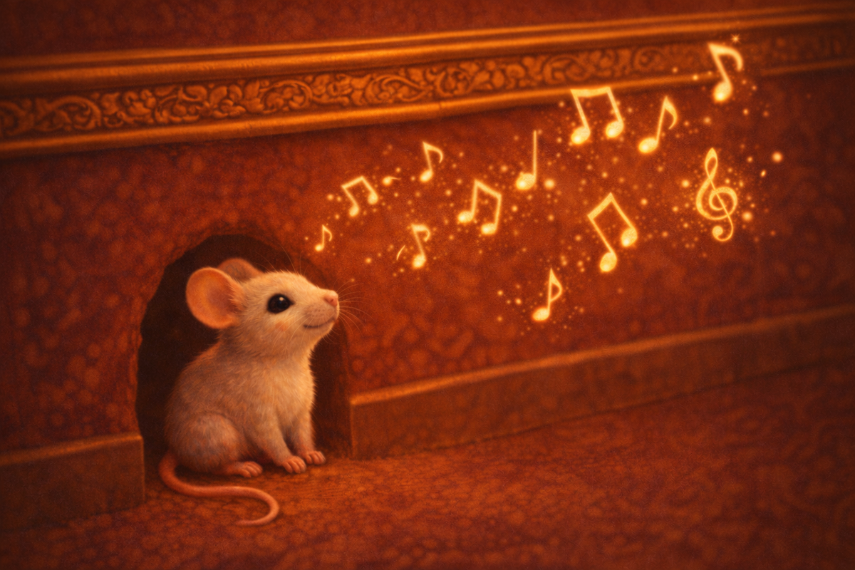 Мими слушает музыку