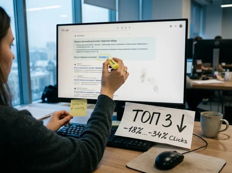    AI‑обзоры перехватывают клики: решает присутствие в источниках синтеза. "Kontenium"