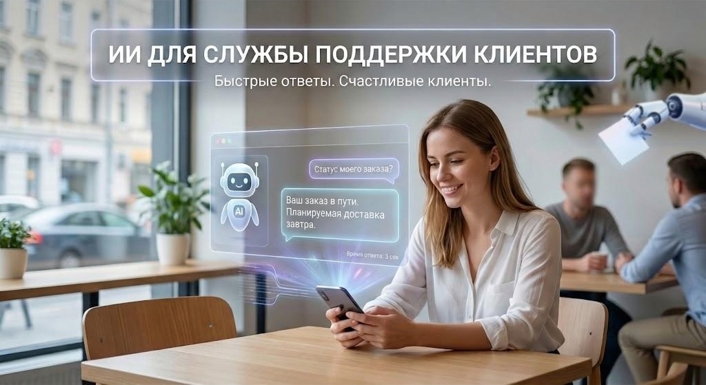 ИИ-ассистент для службы поддержки клиентов отвечает на обращение покупателя после покупки