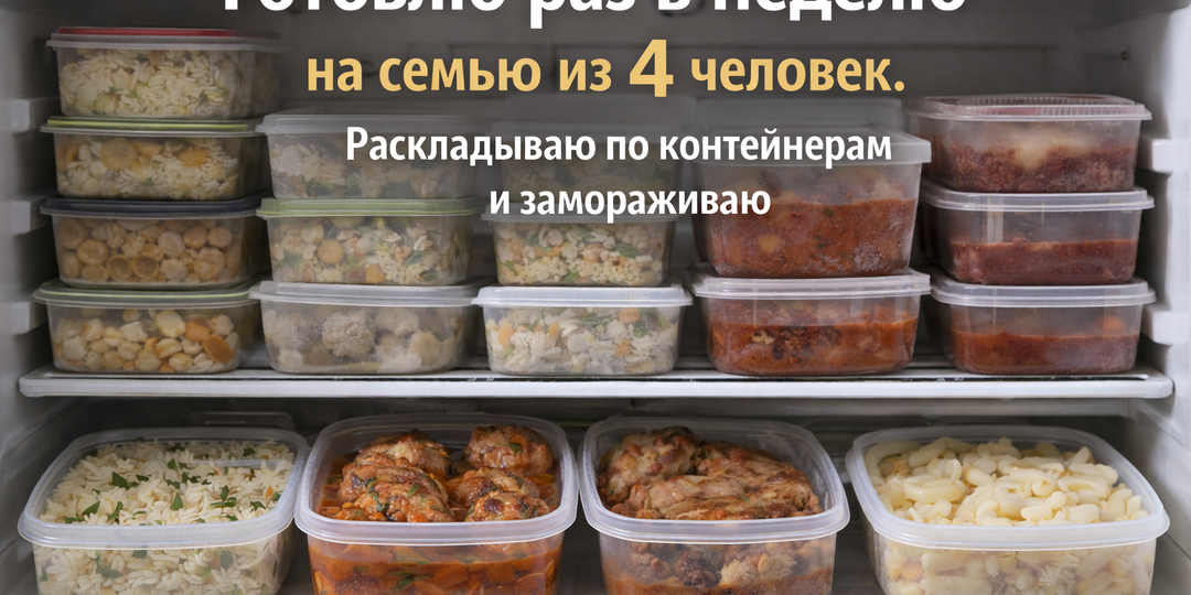Готовлю раз в неделю на семью из 4 человек. Раскладываю по контейнерам и замораживаю.