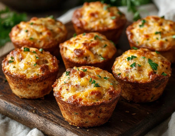 Протеиновые мини-кексы с индейкой и сыром