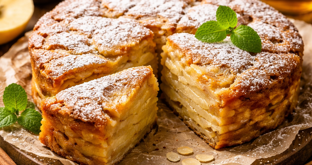 Постный яблочный пирог «Невидимый»: 5 яблок и почти нет теста — результат удивляет