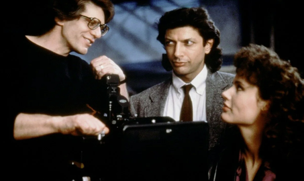 Джина Дэвис на съемках фильма "Муха" (1986)