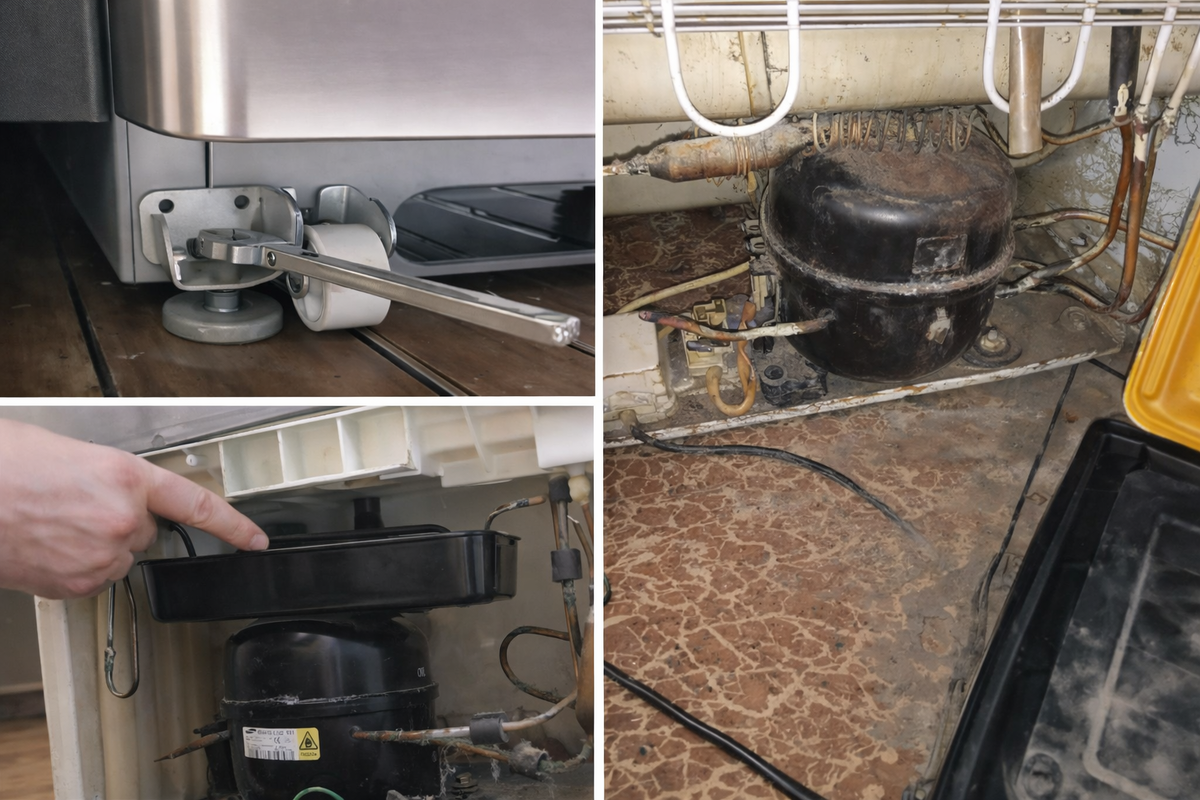 Иногда холодильник начинает громко работать из-за мелочей: неровная установка, вибрация компрессора или даже предметы, поставленные сверху на двигатель.