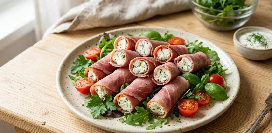 Рулетики из ветчины