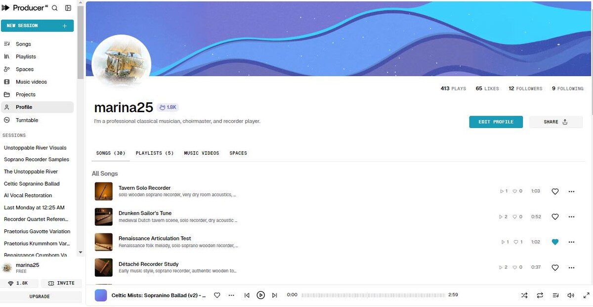 Интерфейс  Producer.ai