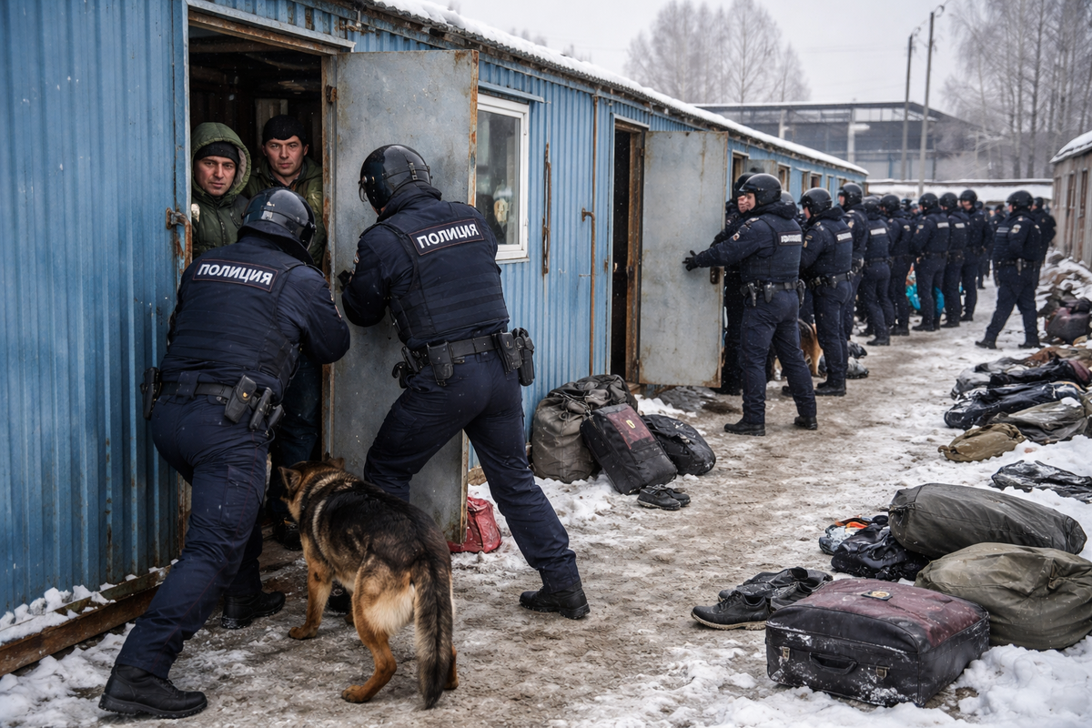 Собаки и вскрытые бытовки: как ловили мигрантов на стройке Ленобласти