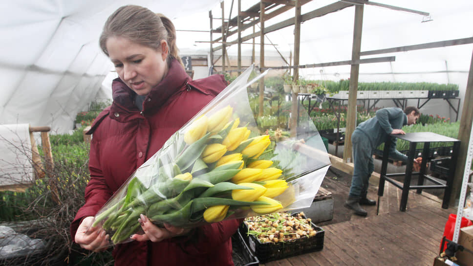 Директор фермы «Дела цветочные» Мария Челышева готовит букет.📷Фото: Роман Яровицын / Коммерсантъ