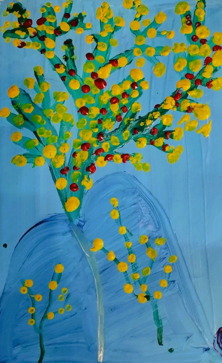 Рисунок сына. Выполнен на изо, подарен бабушке. 