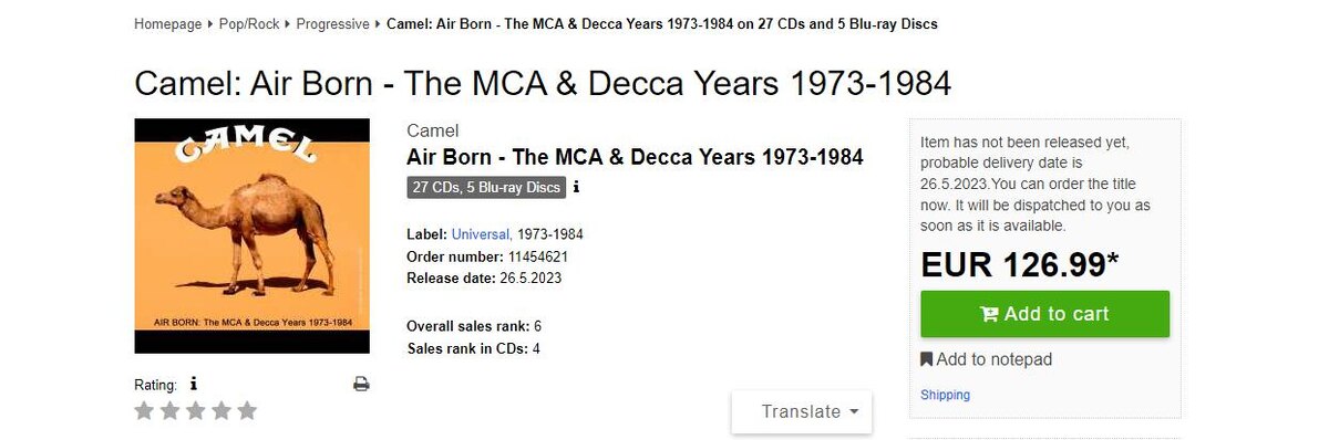 Camel "Air Born – The MCA & Decca Years 1973-1984" 27CD + 5BD - бокс-сет в магазине 