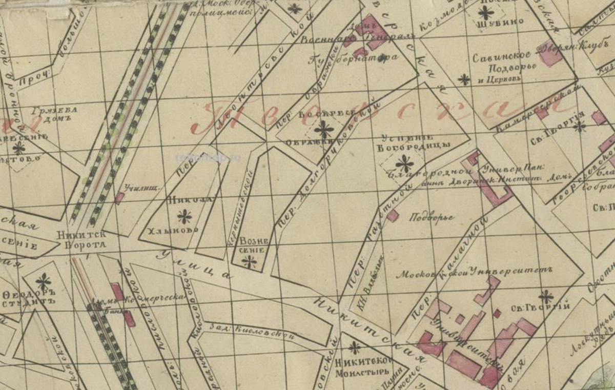 Интересно, что на карте Москвы 1843 года, переулок вообще назывался Долгоруковским. Информации об этом в исторической литературе нет. С сайта www.retromap.ru.