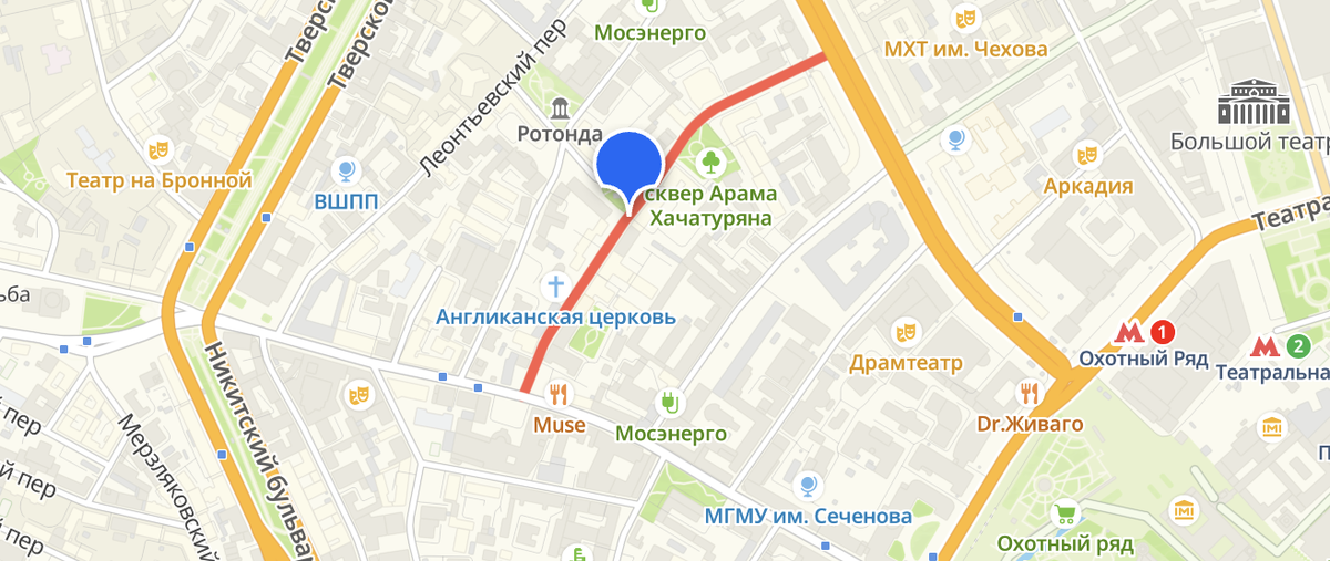 Боюсов переулок на современной карте Москвы. С сайта www.2gis.ru.