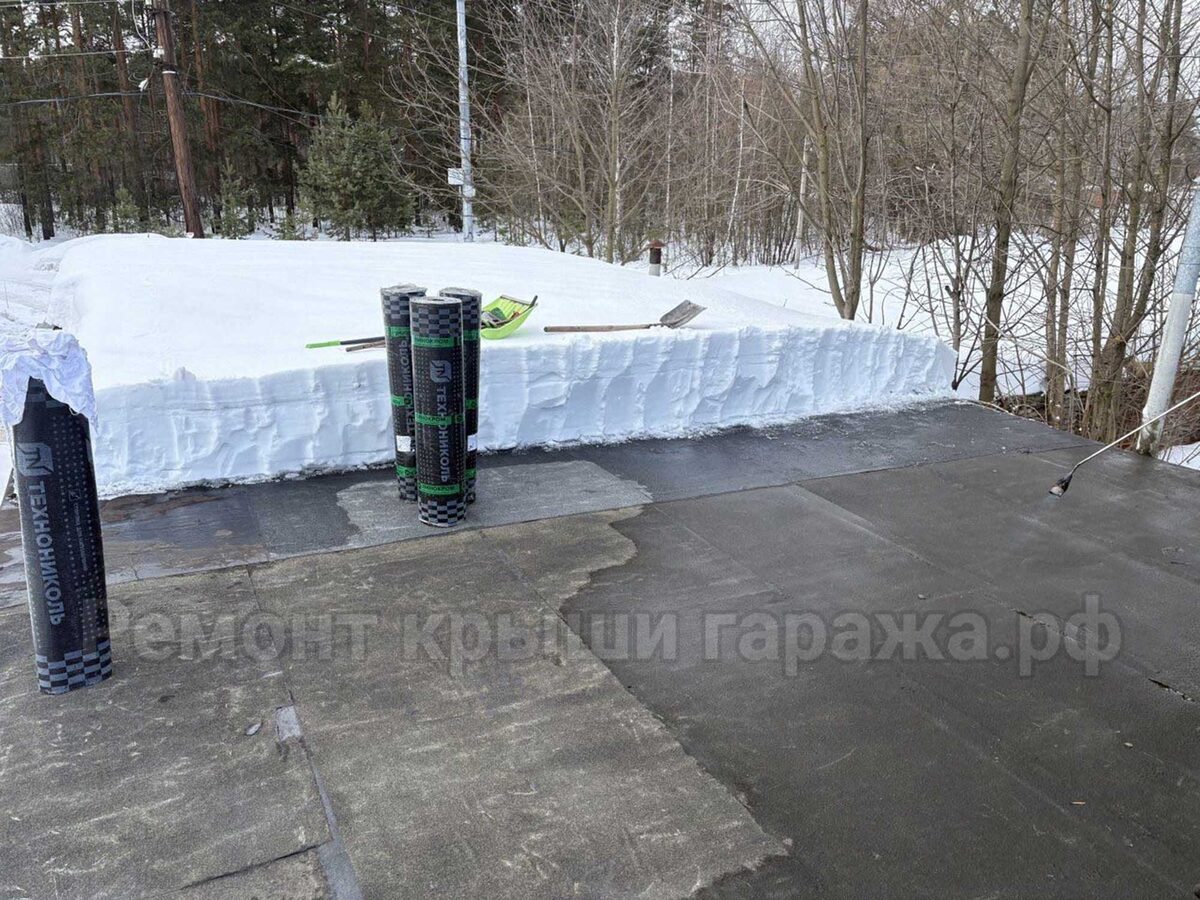 Ремонт крыши гаража зимой. 