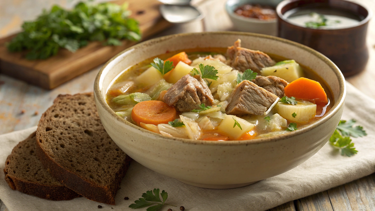 Мясное рагу с капустой