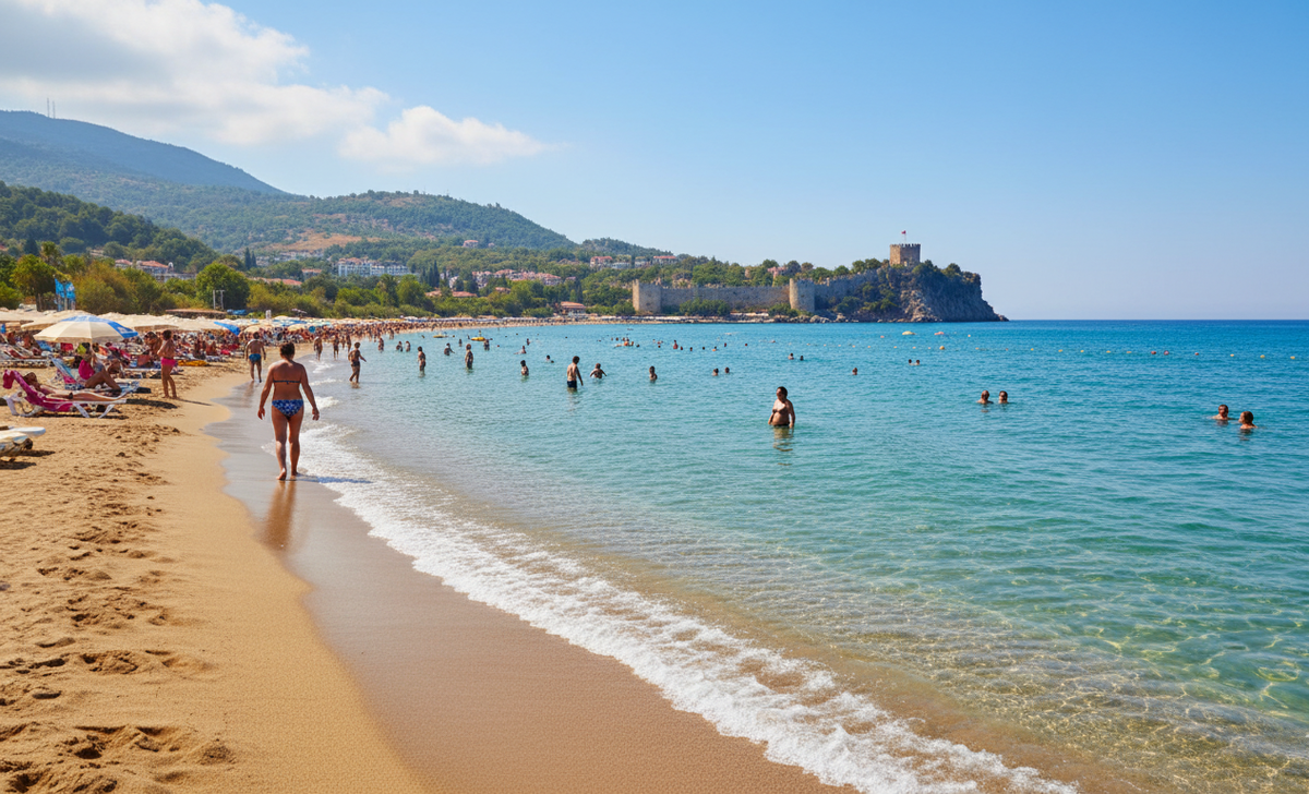  Пляж Клеопатры в Аланье в мае 2026, идеальное место для загара.