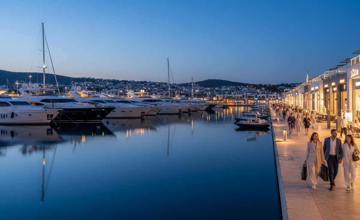 : Яхты знаменитостей в марине Ялыкавак, Бодрум, центр ночной жизни.